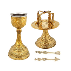 Byzantine Brass Ecclesiastical Chalice Set
