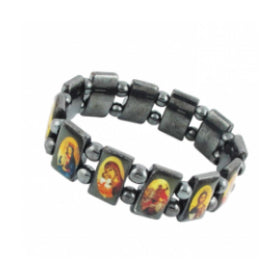 Hematite Magnetic Bracelet with Christian Holy Icons from Jerusalem