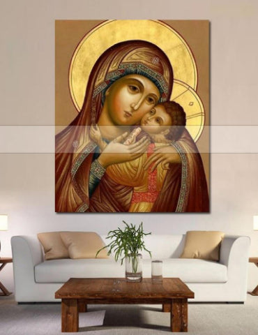 Handmade Oil Painting of Virgin Mary Icon