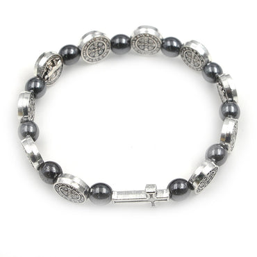 Rosary Bracelets Hematite Beads with Cross