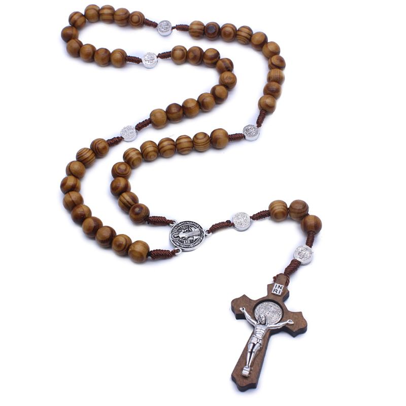 Handmade Wood Round Bead Rosary
