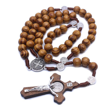 Handmade Wood Round Bead Rosary