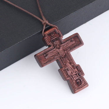 Orthodox Natural Wooden Crucifix Cross pendant