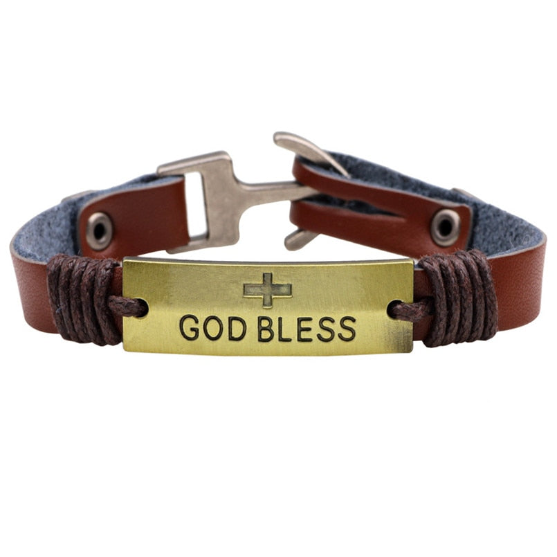 God bless Leather Bracelets
