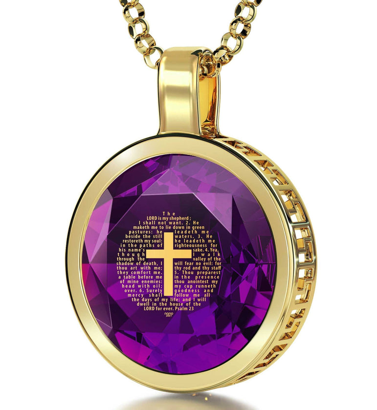 Cross Pendant with 14K Gold Frame and Gold Filled Rolo Chain
