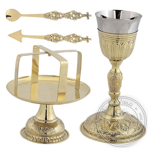 Byzantine Brass Ecclesiastical Chalice Set - VAP_9458B