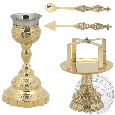 Byzantine Brass Ecclesiastical Chalice Set - VAP_9985B
