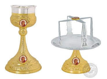 Chalice Set Mount Athos Design Gold Plated with Enamel 1lt - SID_1309