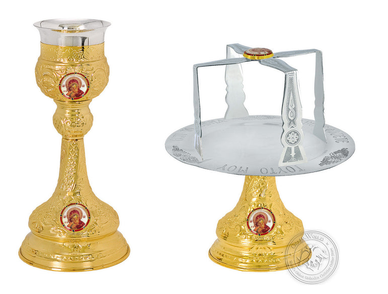 Chalice Set Mount Athos Design Gold Plated with Enamel 250ml - SID_1311