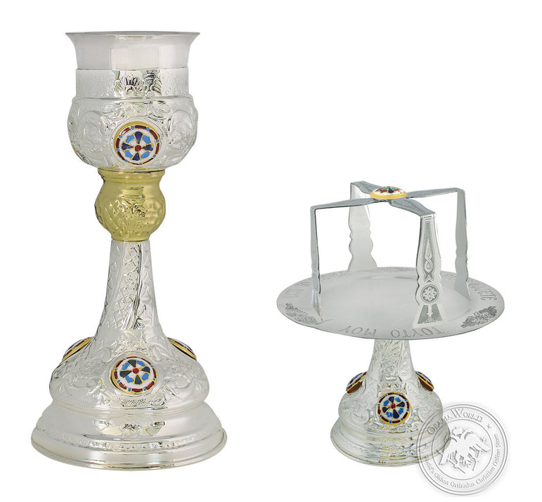 Chalice Set Mount Athos Design Silver Plated with Enamel 250ml - SID_1303