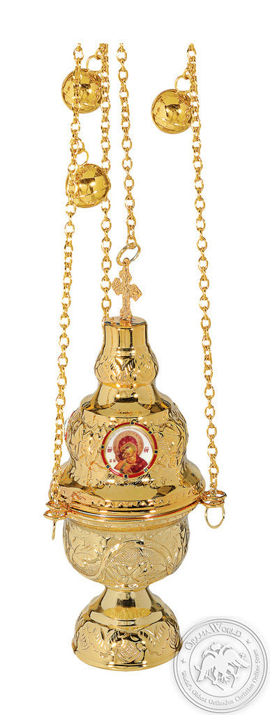 Ecclesiastical Censer Small Gold Plated with Enamel - SID_1105