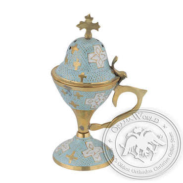 Byzantine Brass Home Censer with Enamel Coating - H78 - VAP_H78-7906BC_BB