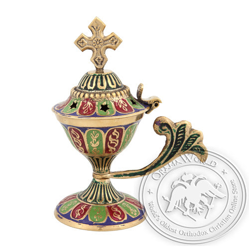 Byzantine Home Censer with Three Colour Enamel Coating - H80 - VAP_H80-154C