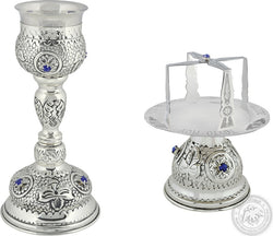 Chalice Set with Blue Stones Engraved 250ml - SID_1324