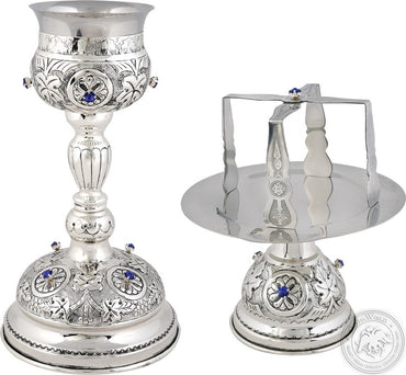 Chalice Set with Blue Stones Engraved 500ml - SID_1341