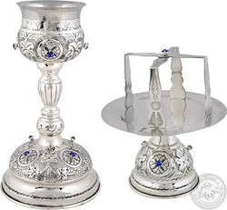 Chalice Set with Blue Stones Engraved 500ml - SID_1341