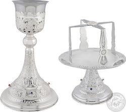 Chalice Set with Red and Blue Stones 400ml - SID_1337