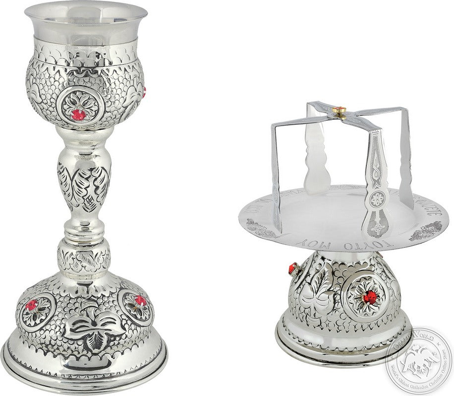 Chalice Set with Red Stones Engraved 250ml - SID_1326