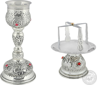 Chalice Set with Red Stones Engraved 250ml - SID_1326