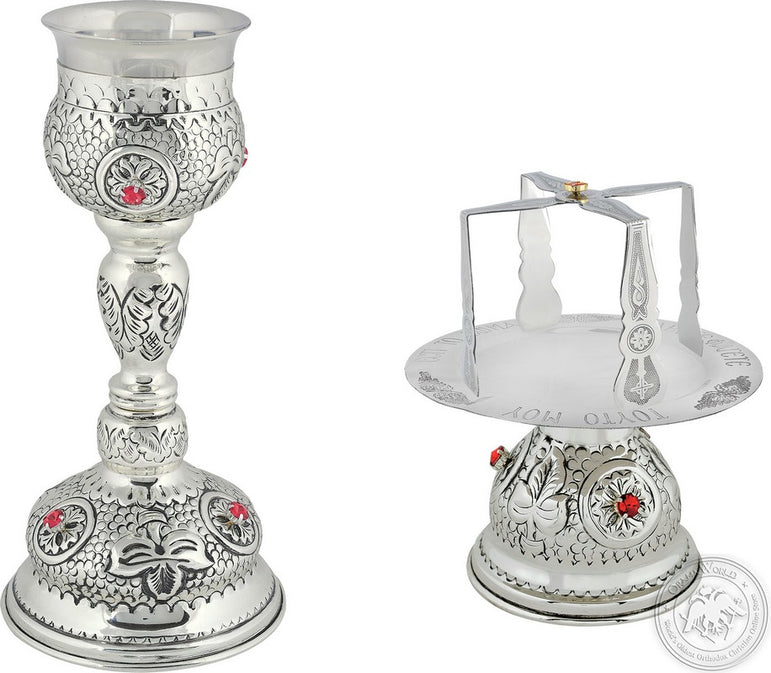 Chalice Set with Red Stones Engraved 250ml - SID_1326