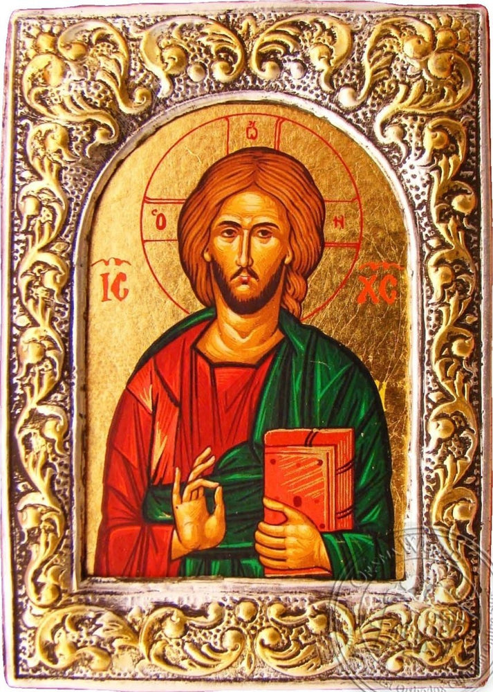 Christ Blessing - Silver Gold Icon - GKN_2S30B
