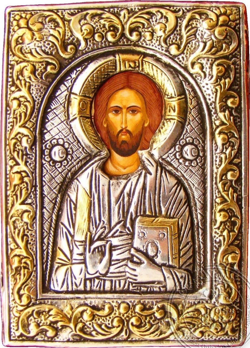 Christ Blessing - Silver Gold Icon - GKN_2S30F
