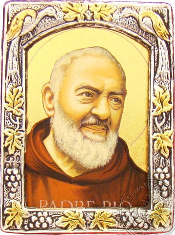 Father Pio - Silver Gold Icon - GKN_1S69B