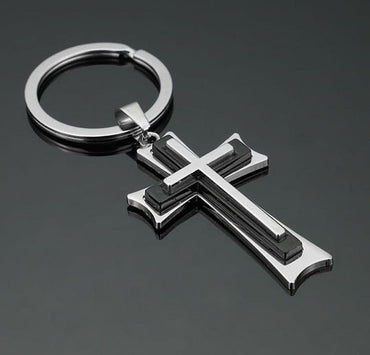 Silver Cross Key Chain