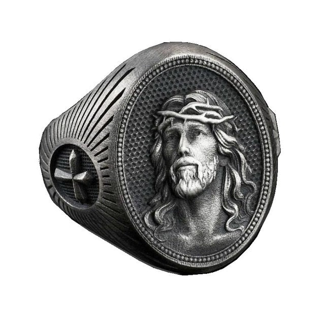 Zinc alloy Jesus Ring