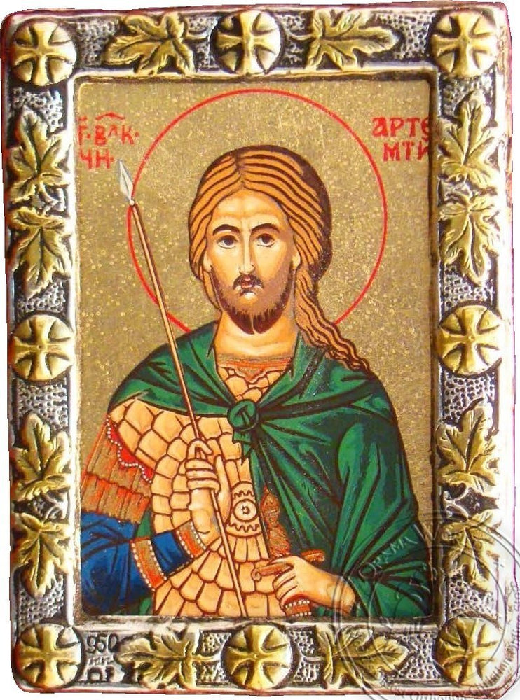 Saint Artemios - Silver Gold Icon - GKN_1S129O