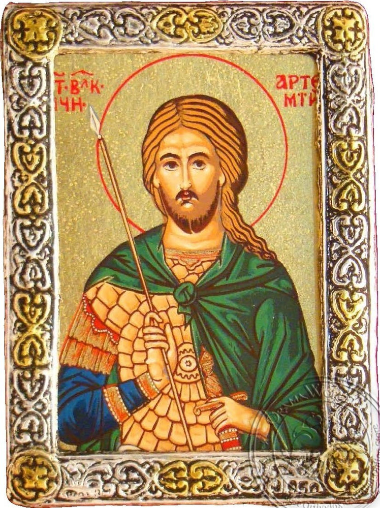 Saint Artemios - Silver Gold Icon - GKN_1S129R