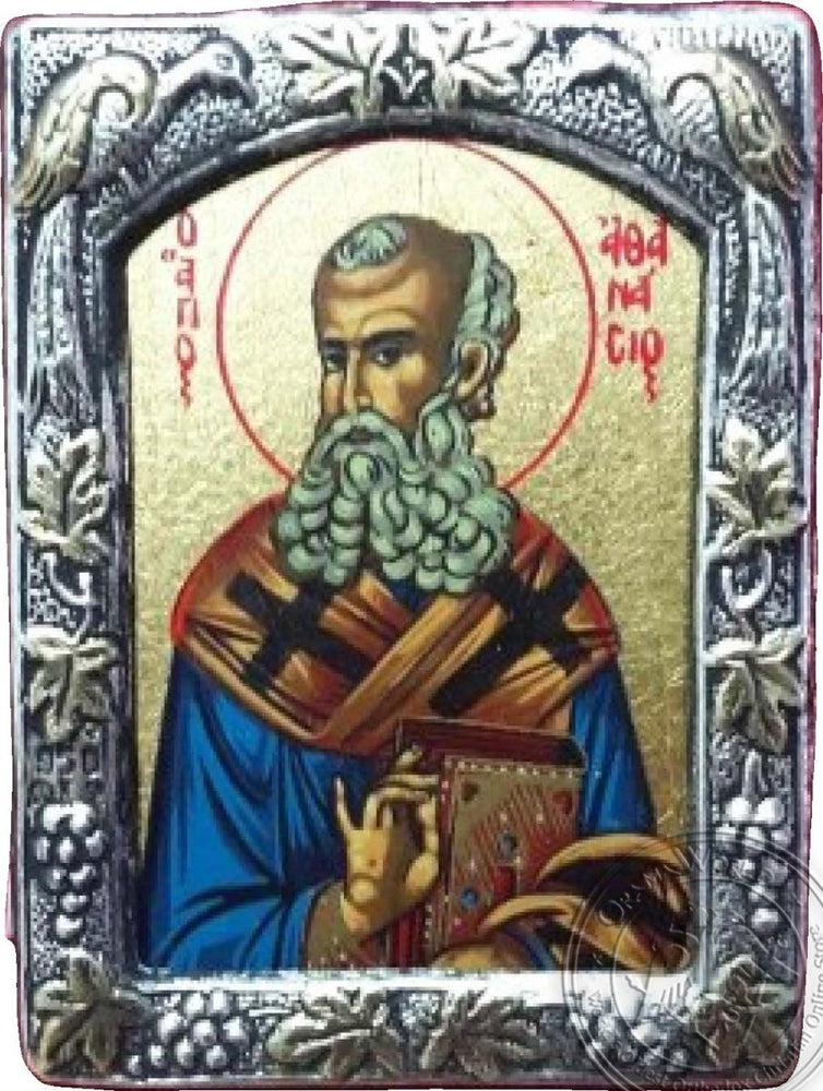 Saint Athanasios - Silver Gold Icon - GKN_1S153B