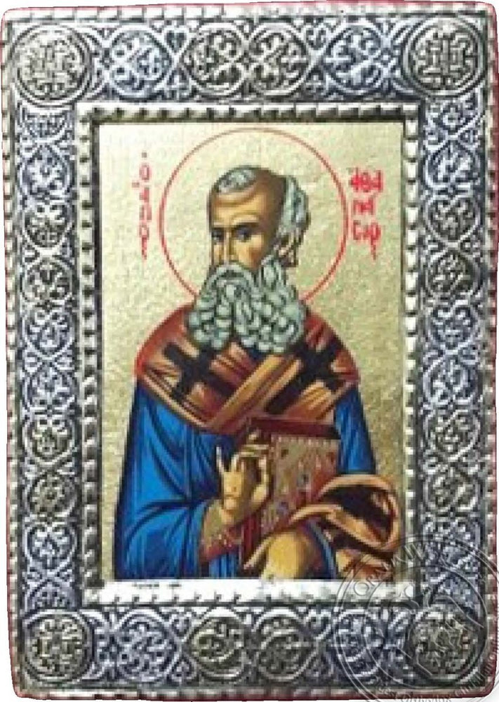 Saint Athanasios - Silver Gold Icon - GKN_1S153R