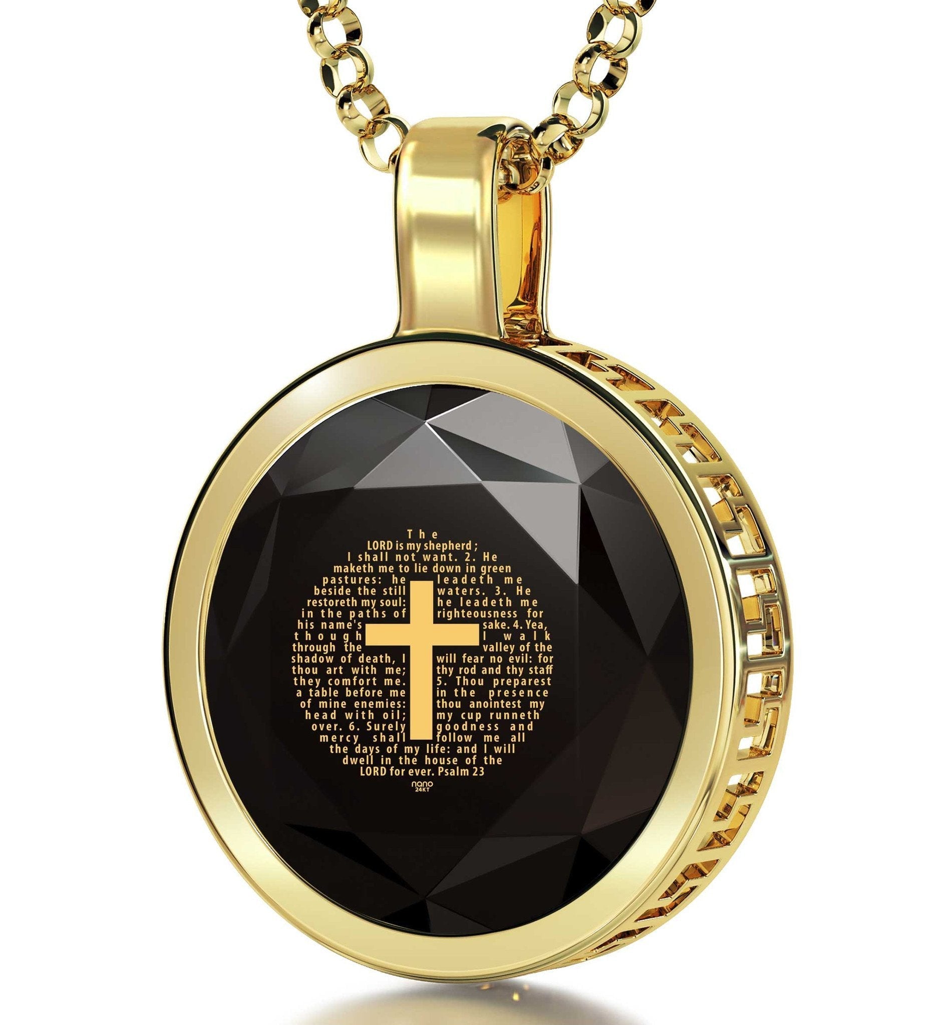Cross pendant with 14k gold frame and gold filled rolo chain