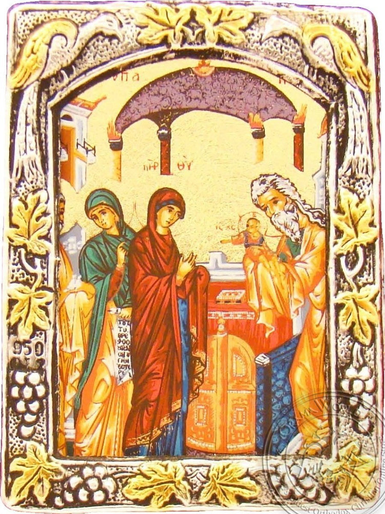 The Presentation of Christ in the Temple - Silver Gold Icon - GKN_1S107B