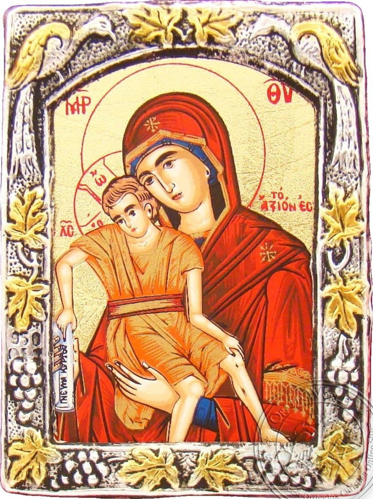 Virgin Mary Axion Estin - Silver Gold Icon - GKN_1S07B