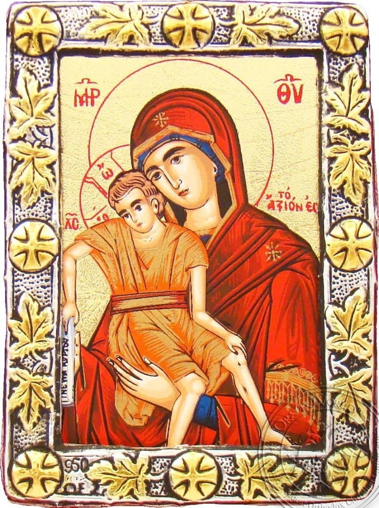 Virgin Mary Axion Estin - Silver Gold Icon - GKN_1S07O