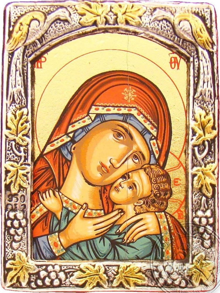 Virgin Mary Korsun - Silver Gold Icon - GKN_1S14B