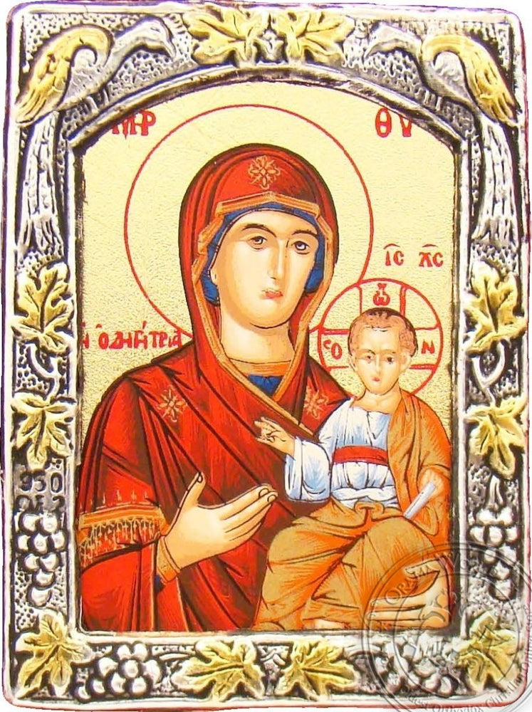 Virgin Mary Odigitria - Silver Gold Icon - GKN_1S09B