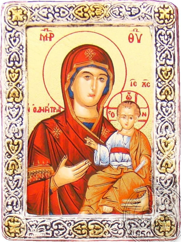 Virgin Mary Odigitria - Silver Gold Icon - GKN_1S09R