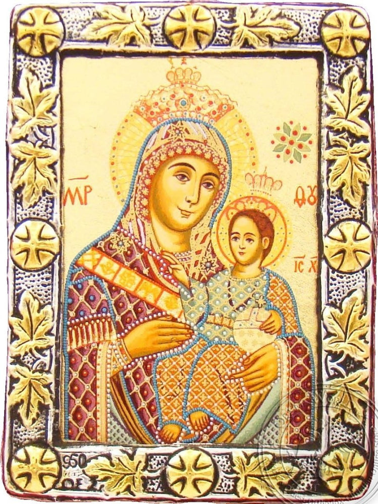 Virgin Mary of Bethlehem - Silver Gold Icon - GKN_1S03O