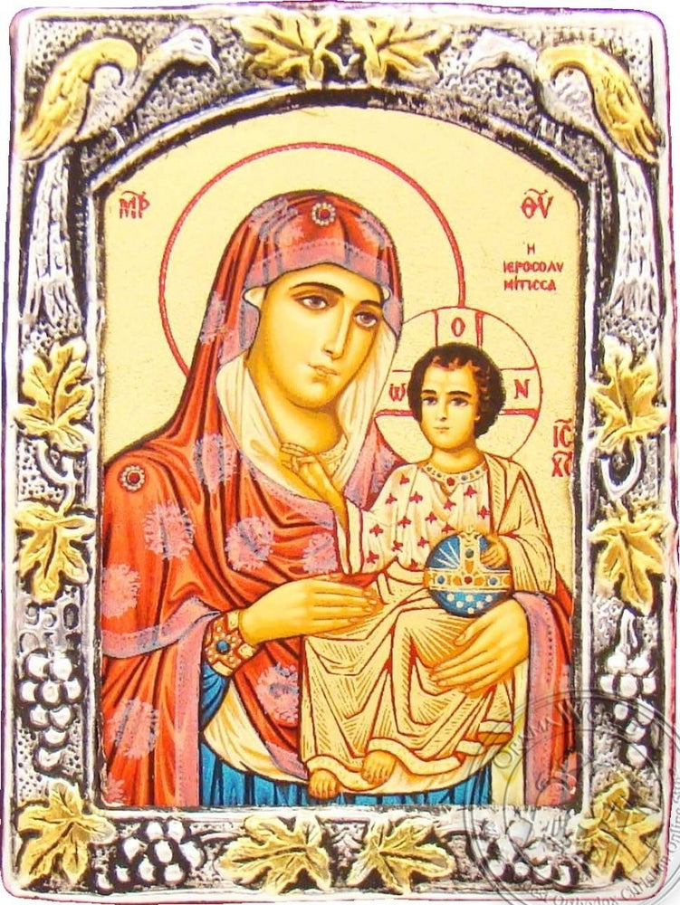 Virgin Mary of Jerusalem - Silver Gold Icon - GKN_1S02B