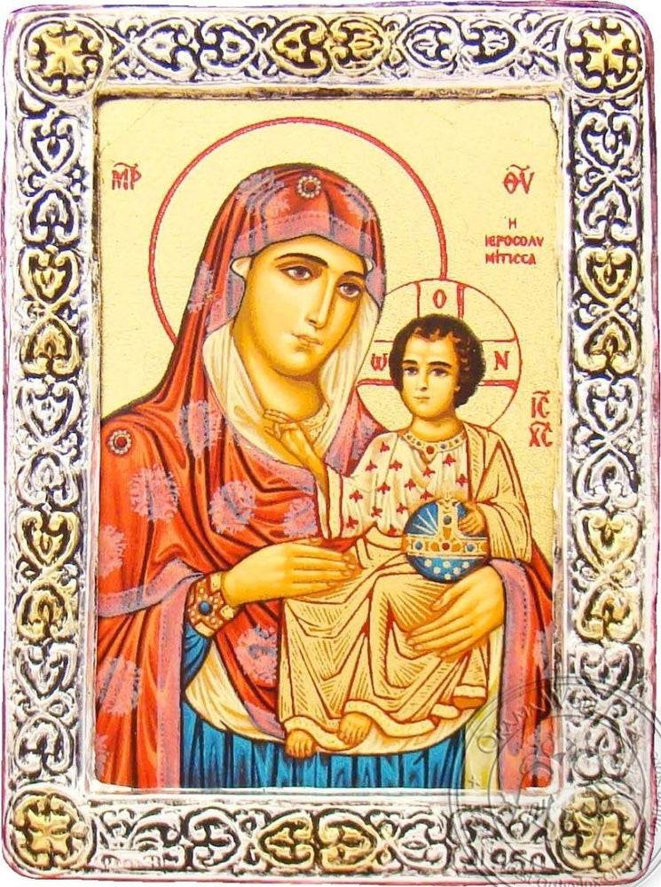 Virgin Mary of Jerusalem - Silver Gold Icon - GKN_1S02R
