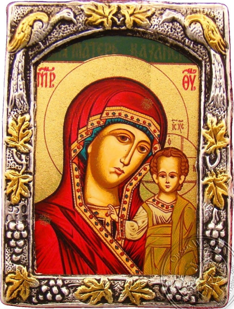 Virgin Mary of Kazan - Silver Gold Icon - GKN_1S01B