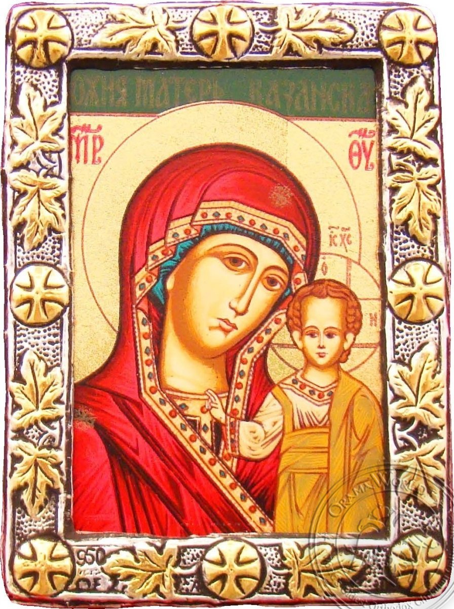 Virgin Mary of Kazan - Silver Gold Icon - GKN_1S01O