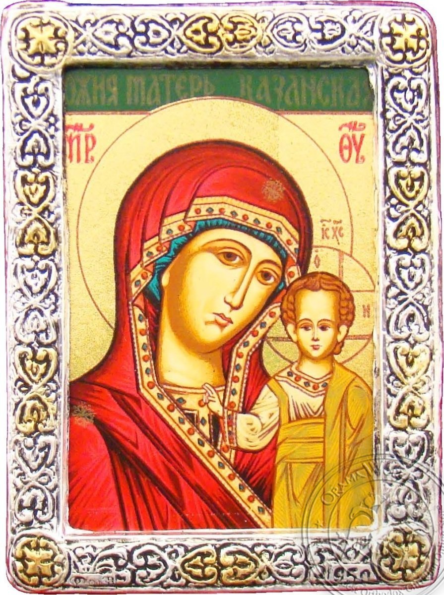 Virgin Mary of Kazan - Silver Gold Icon - GKN_1S01R