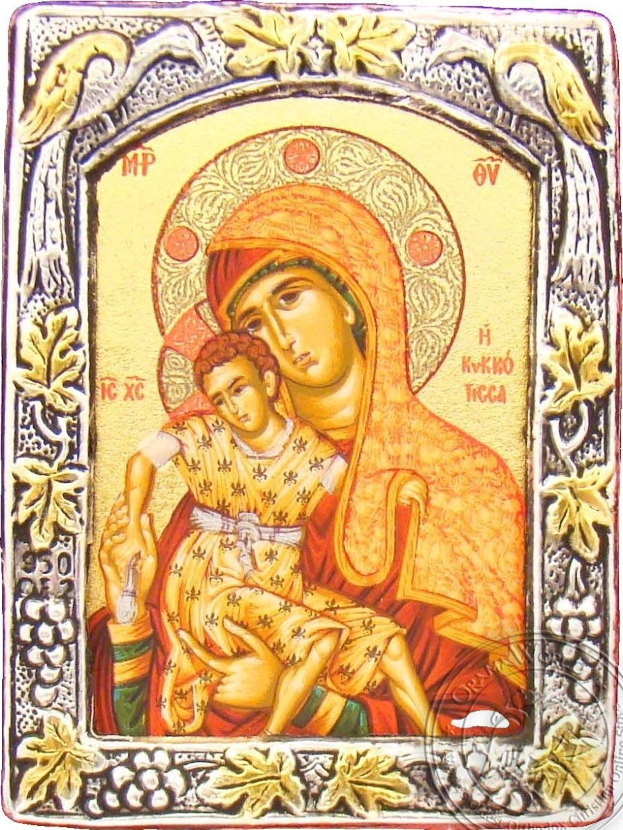 Virgin Mary of Kykkou - Silver Gold Icon - GKN_1S08B
