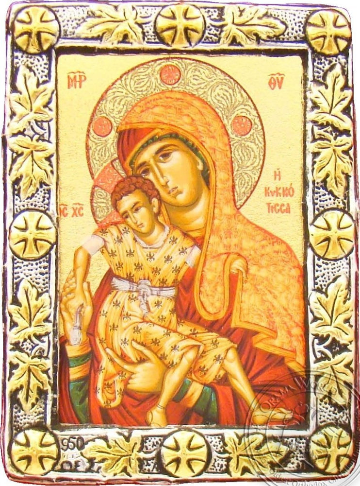 Virgin Mary of Kykkou - Silver Gold Icon - GKN_1S08O
