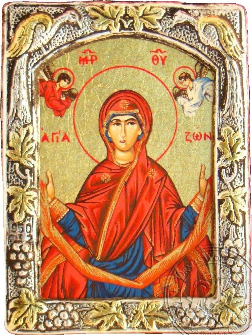 Virgin Mary Paramithia - Silver Gold Icon - GKN_1S117B