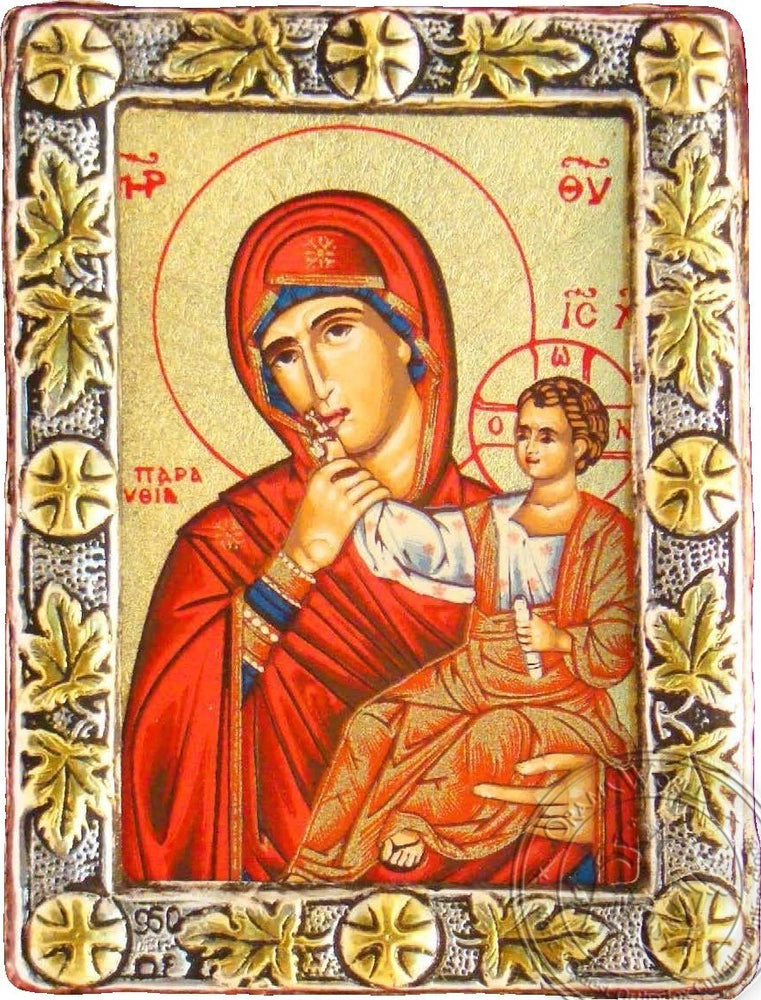 Virgin Mary Paramithia - Silver Gold Icon - GKN_1S117O
